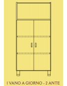 MOBILE CONTENITORE 2 ANTE - COLORE A SCELTA + 1 VANO A GIORNO, STRUTTURA NOBILITATO BETULLA O LARICE - cm 70x41x148H