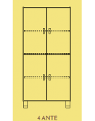 MOBILE CONTENITORE 4 ANTE COLORE A SCELTA E 4 VANI INTERNI, STRUTTURA NOBILITATO BETULLA O LARICE - cm 70x41x148H