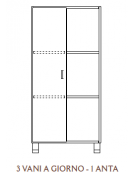 MOBILE CONTENITORE 1 ANTA COLORE A SCELTA + 3 VANI A GIORNO, STRUTTURA NOBILITATO BETULLA O LARICE - cm 70x41x148H