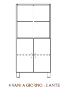 MOBILE CONTENITORE 2 ANTE COLORE A SCELTA + 4 VANI A GIORNO, STRUTTURA NOBILITATO BETULLA O LARICE - cm 70x41x148H