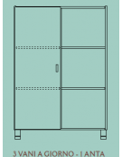 MOBILE CONTENITORE 1 ANTA - COLORE A SCELTA + 3 VANI A GIORNO, STRUTTURA NOBILITATO BETULLA O LARICE - cm 104x41x148H