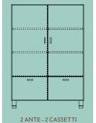 MOBILE CONTENITORE 2 ANTE E 2 CASSETTONI - COLORE A SCELTA - STRUTTURA NOBILITATO BETULLA O LARICE - cm 104x41x148H