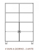 MOBILE CONTENITORE 2 ANTE - COLORE A SCELTA + 4 VANI A GIORNO, STRUTTURA NOBILITATO BETULLA O LARICE - cm 104x41x148H