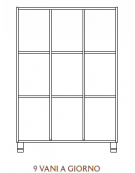 MOBILE CONTENITORE 9 VANI A GIORNO, STRUTTURA NOBILITATO BETULLA O LARICE - cm 104x41x148H