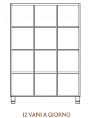 MOBILE CONTENITORE 12 VANI A GIORNO, STRUTTURA NOBILITATO BETULLA O LARICE - cm 104x41x148H