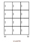 MOBILE CONTENITORE 12 ANTE - COLORE A SCELTA - STRUTTURA NOBILITATO BETULLA O LARICE - cm 104x41x148H