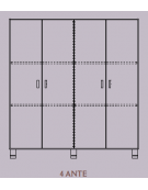 MOBILE CONTENITORE 4 ANTE COLORE A SCELTA E 6 VANI INTERNI, STRUTTURA NOBILITATO BETULLA O LARICE - cm 138x41x148H