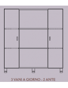 MOBILE CONTENITORE 2 ANTE - COLORE A SCELTA + 3 VANI A GIORNO, STRUTTURA NOBILITATO BETULLA O LARICE - cm 138x41x148H