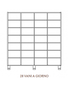 MOBILE CONTENITORE 28 VANI A GIORNO, STRUTTURA NOBILITATO BETULLA O LARICE - cm 138x41x148H