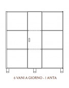 MOBILE CONTENITORE 1 ANTA - COLORE A SCELTA + 6 VANI A GIORNO, STRUTTURA NOBILITATO BETULLA O LARICE - cm 138x41x148H