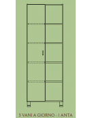 MOBILE CONTENITORE 1 ANTA COLORE A SCELTA + 3 VANI A GIORNO, STRUTTURA NOBILITATO BETULLA O LARICE - cm 70x41x196H