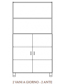 MOBILE CONTENITORE 2 ANTE COLORE A SCELTA + 2 VANI A GIORNO, STRUTTURA NOBILITATO BETULLA O LARICE - cm 104x41x196H