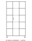 MOBILE CONTENITORE 1 ANTA COLORE A SCELTA + 10 VANI A GIORNO, STRUTTURA NOBILITATO BETULLA O LARICE - cm 104x41x196H