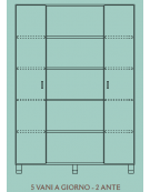 MOBILE CONTENITORE 2 ANTE COLORE A SCELTA + 5 VANI A GIORNO, STRUTTURA NOBILITATO BETULLA O LARICE - cm 138x41x196H