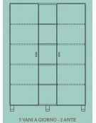 MOBILE CONTENITORE 2 ANTE COLORE A SCELTA + 5 VANI A GIORNO, STRUTTURA NOBILITATO BETULLA O LARICE - cm 138x41x196H