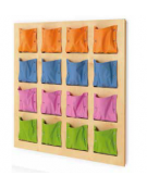 PANNELLO CON 16 TASCHE, STRUTTURA IN MULTISTRATI DI BETULLA, TASCHE ECOPELLE COLORI A SCELTA - cm 120x120H