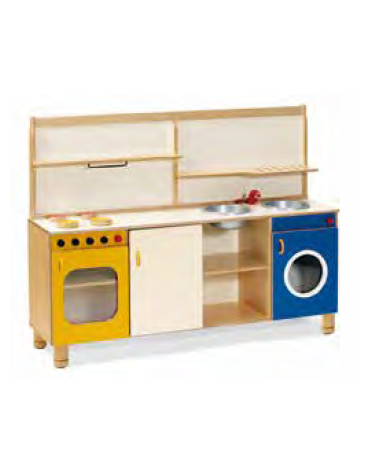 MOBILE GIOCO CUCINA, STRUTTURA IN LEGNO MULTISTRATI DI BETULLA - cm 150x40x60/110H