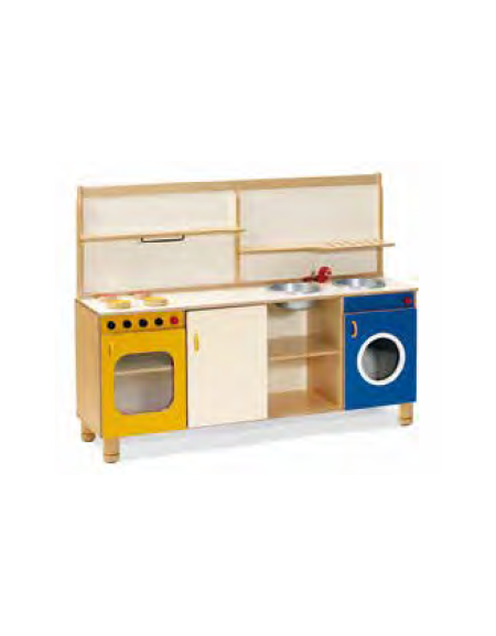 MOBILE GIOCO CUCINA, STRUTTURA IN LEGNO MULTISTRATI DI BETULLA - cm 150x40x60/110H