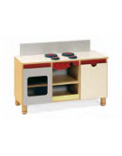 MOBILE GIOCO CUCINA, STRUTTURA E RIPIANI IN LEGNO CON FINITURA NOBILIATO DI BETULLA - cm 104x41x56/71H