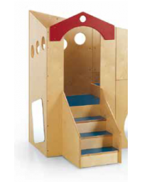 TORRE CON SCALETTA PER COMPOSIZIONE GIOCO CASTELLO. STRUTTURA IN LEGNO MULTISTRATI DI BETULLA - cm 75x75x50/150H