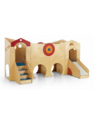 TORRE CON SCIVOLO PER COMPOSIZIONE GIOCO CASTELLO. STRUTTURA IN LEGNO MULTISTRATI DI BETULLA - cm 75x75x50/132,5H