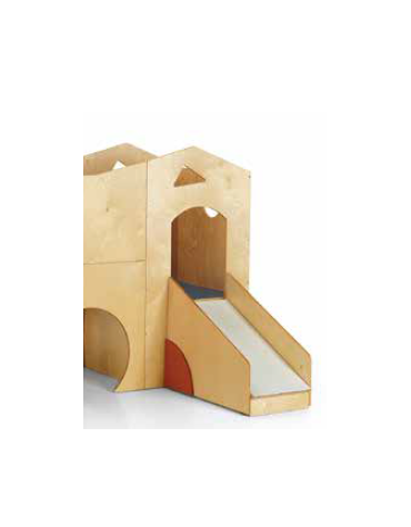 TORRE CON SCIVOLO PER COMPOSIZIONE GIOCO CASTELLO. STRUTTURA IN LEGNO MULTISTRATI DI BETULLA - cm 75x75x50/132,5H