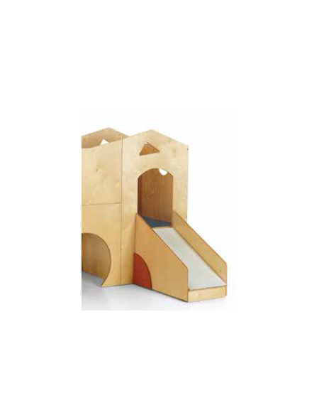 TORRE CON SCIVOLO PER COMPOSIZIONE GIOCO CASTELLO. STRUTTURA IN LEGNO MULTISTRATI DI BETULLA - cm 75x75x50/132,5H