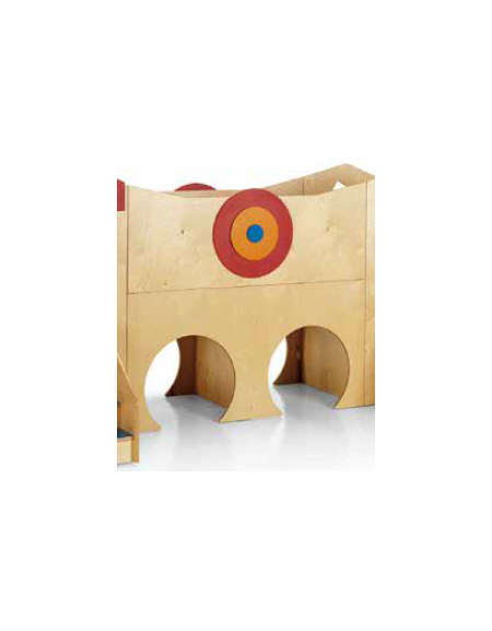 PONTE DI COLLEGAMENTO PER COMPOSIZIONE GIOCO CASTELLO. STRUTTURA IN LEGNO MULTISTRATI DI BETULLA - cm 150x62,5x50/125H