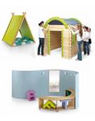 MACROSTRUTTURA MINI NURSERY CON STRUTTURA IN LEGNO, MOBILETTO E FASCIATOIO - cm 150x55x80/160H