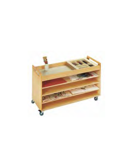 CARRELLO PORTAFOGLI E COLORI IN LEGNO MULTISTRATI DI BETULLA - cm 104x50x62H