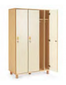 ARMADIO SPOGLIATOIO ADULTI IN LEGNO A 3 VANI CON DIVISIONE SPORCO/PULITO E 3 ANTE COLORI A SCELTA + SERRATURA - cm 104x50x196H