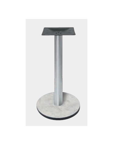 Base con colonna in acciaio inox satinato h 73,3 cm e piastra inferiore cm Ø 50 in stratificato HPL COMPACT colore a scelta