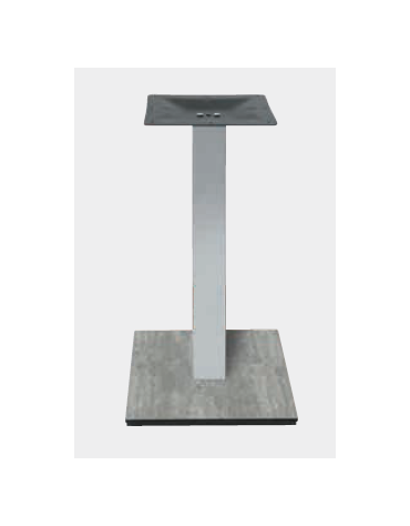 Base con colonna in acciaio inox satinato h 73,3 cm e piastra inferiore cm 50x50 in stratificato HPL COMPACT colore a scelta