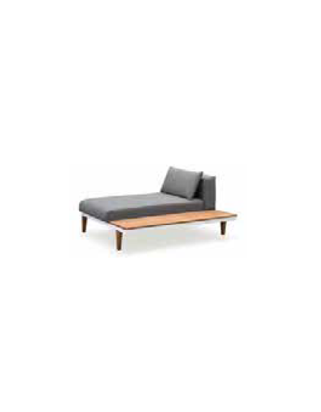 CHAISE LOUNGE con struttura alluminio verniciato e teak, sedute e schienali imbottiti e piano in teak - cm 190x80x69h