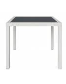 Tavolo con struttura in alluminio rivestita in polietilene colori a scelta e piano in vetro - cm 90x90x75h