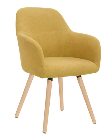 Poltroncina per interni, struttura in metallo verniciato, gambe in legno, rivestimento in tessuto colori a scelta- cm 57x51x85h