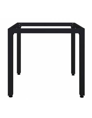 Base con struttura alluminio verniciato COLORE NERO, piedini regolabili - per piano quadrato cm 80x80x73h