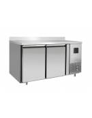 Tavolo Refrigerato ventilato - Inox con alzatina - 2 porte - 300 Lt. - temp. -2° +8°C - teglie GN 1/1 - mm 1360×700×950h