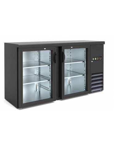 Frigo orizzontale ad ante battenti con vetro, realizzato esternamente in acciaio verniciato antracite, mm 1462x535x860h