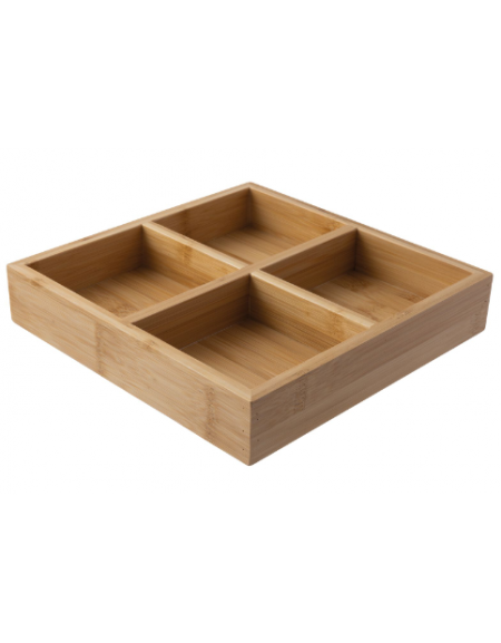 Contenitore sushi in legno a 4 scomparti - cm 24x24x4,5h