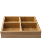 Contenitore sushi in legno a 4 scomparti - cm 24x24x4,5h