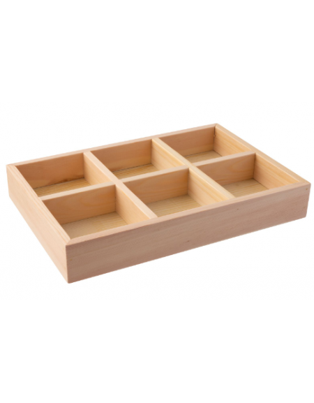 Contenitore sushi in legno a 6 scomparti - cm 20x30x4,5h