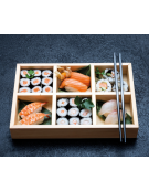 Contenitore sushi in legno a 6 scomparti - cm 20x30x4,5h