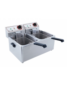 Friggitrice elettrica da banco in acciaio inox - linea economica - 2 vasche estraibili 6+6 Lt. - mm 535x410x300h