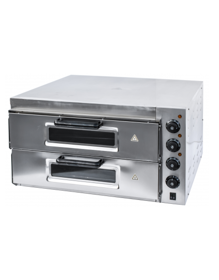 Forno pizza elettrico in acciaio inox - 2 camere da 2+2 pizze Ø 300mm - dimensioni interne mm 605x605x125h (x2)