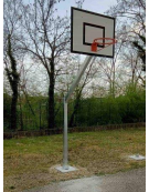 a caldo, tabellone minibasket 120x90 cm., fissaggio a terra con piastra