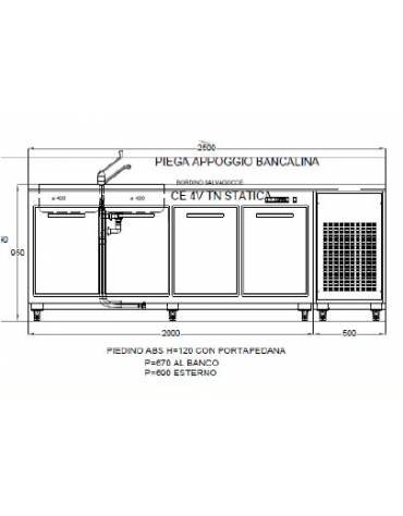 Banco bar refrigerato da cm. 250