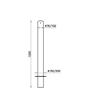 Dissuasore realizzato in tubolare di acciaio zincato e verniciato, da inghisare. cm Ø 10,2x122,5h