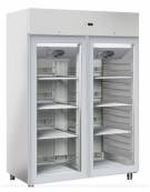 Armadio Refrigerato Lt 1.400 GN 2/1 in Lamiera Preverniciata Bianca BT con 2 porte in vetro e luce interna - cm 142x80x203h