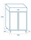 Armadio Refrigerato Lt 1.400 GN 2/1 in Lamiera Preverniciata Bianca BT con 2 porte in vetro e luce interna - cm 142x80x203h